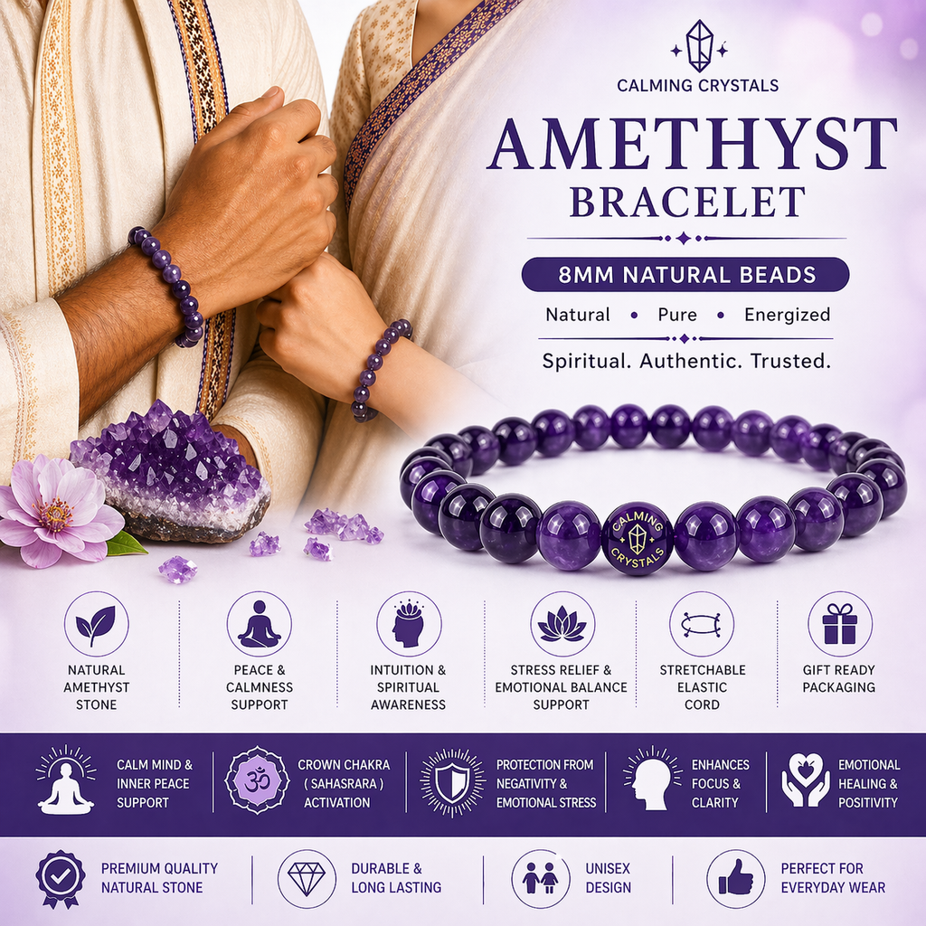 Amethyst Buddha Bracelet with FREE Raw Selenite Plate
