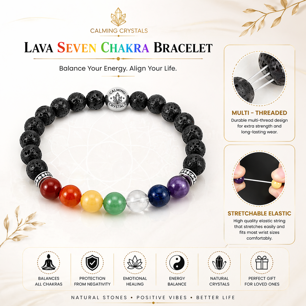 7 Chakra Bracelet for Men & Women | Healing Crystal Bracelet