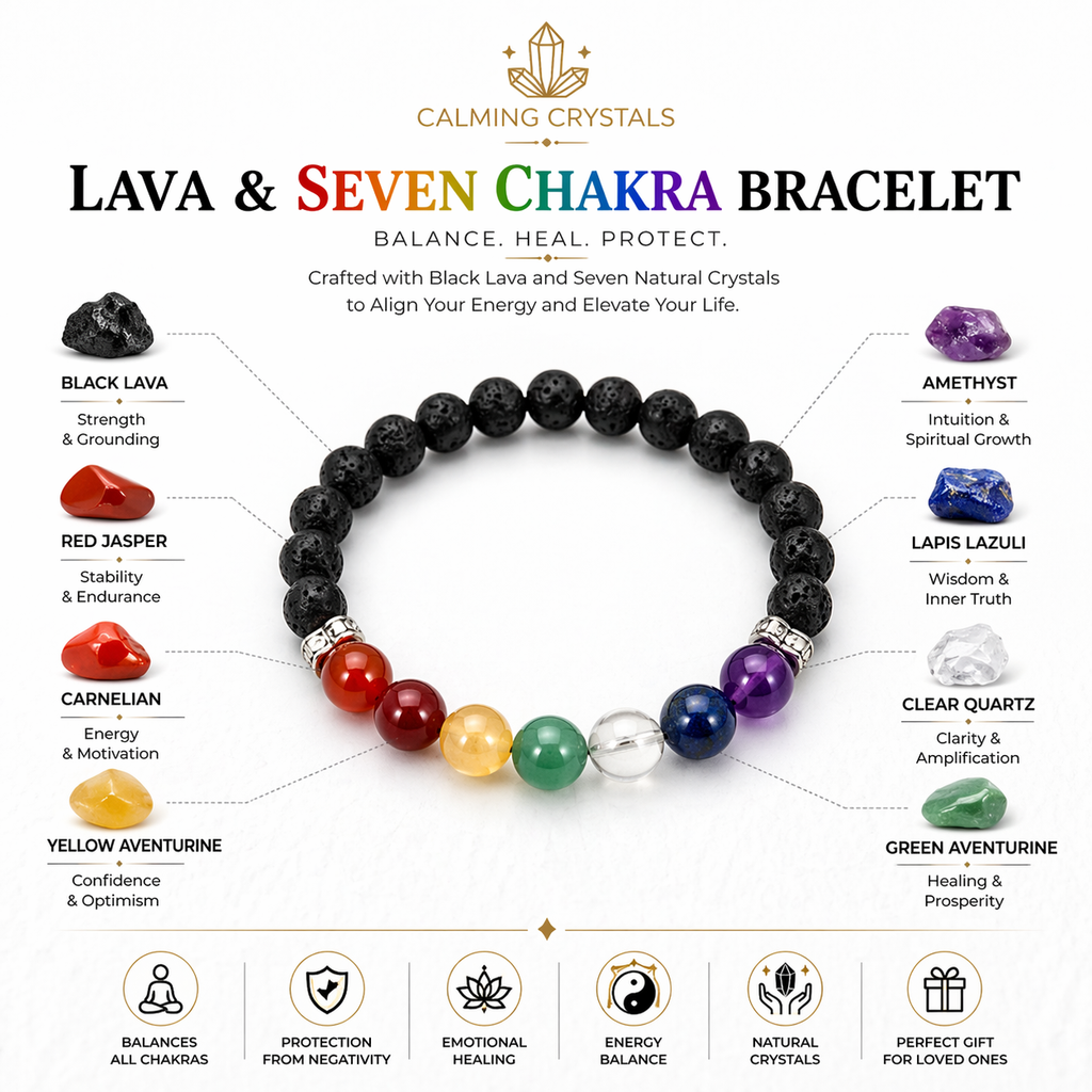 7 Chakra Bracelet for Men & Women | Healing Crystal Bracelet
