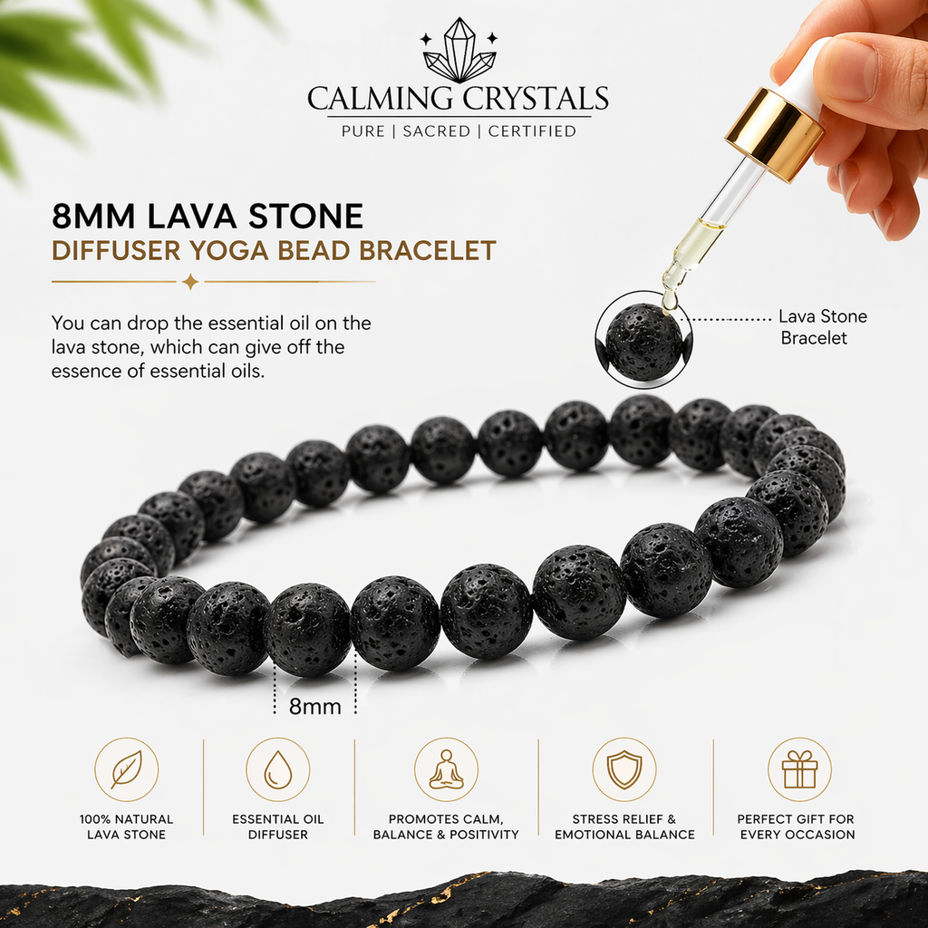 Natural Lava Rock Bracelet | 8mm Black Volcanic Stone Bracelet