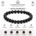 Natural Lava Rock Bracelet | 8mm Black Volcanic Stone Bracelet