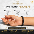 Natural Lava Rock Bracelet | 8mm Black Volcanic Stone Bracelet