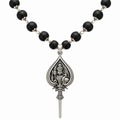 Silver Capped Karungali Malai with Lord Murugan Vel Pendant