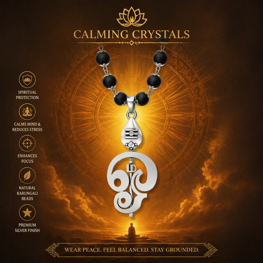 Lord Murugan Vel Pendant Karungali Mala with Silver Cap | Original Spiritual Necklace