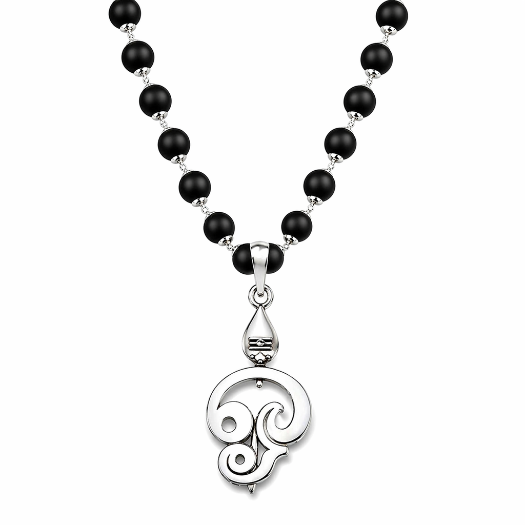 Lord Murugan Vel Pendant Karungali Mala with Silver Cap | Original Spiritual Necklace