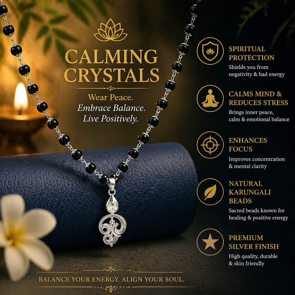 Lord Murugan Vel Pendant Karungali Mala with Silver Cap | Original Spiritual Necklace