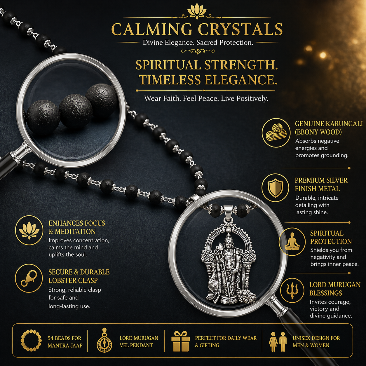 Karungali Murugan Vel Mala - 54 Beads