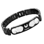Cancer Zodiac Bracelet for Men & Women – Black Stainless Steel Bracelet with White Stone Beads