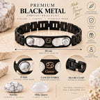 Cancer Zodiac Bracelet for Men & Women – Black Stainless Steel Bracelet with White Stone Beads