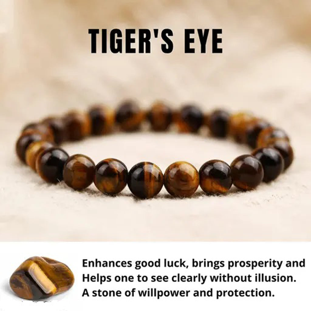 Natural Tiger Eye Crystal Bracelet for Men & Women | Protection, Confidence & Success Energy Stone
