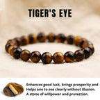 Natural Tiger Eye Crystal Bracelet for Men & Women | Protection, Confidence & Success Energy Stone