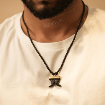 Dual Tiger Nail Teeth Karungali Necklace - Natural Ebony Wood