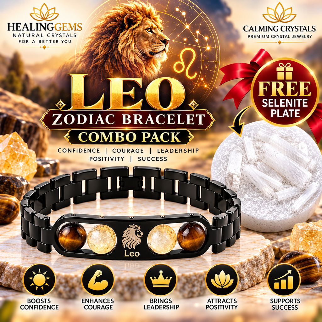 Leo Zodiac Bracelet for Men & Women | Black Metal Bracelet with Tiger Eye & Citrine Beads | Leo Astrology Jewelry