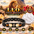 Leo Zodiac Bracelet for Men & Women | Black Metal Bracelet with Tiger Eye & Citrine Beads | Leo Astrology Jewelry