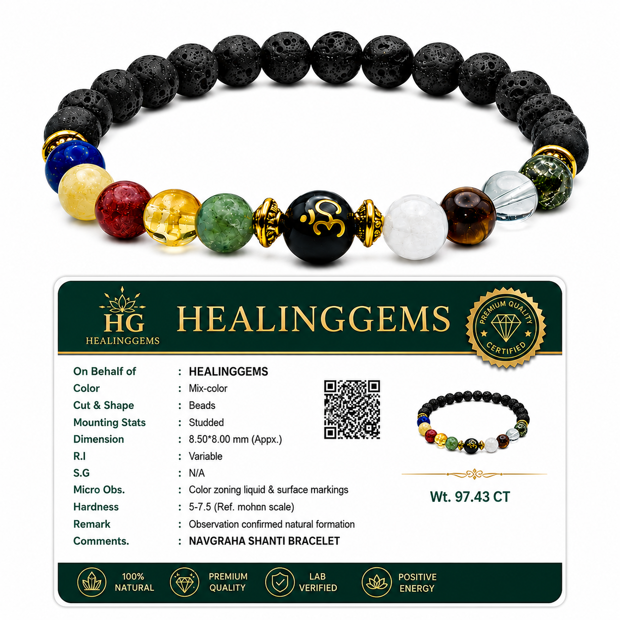 Navgraha Bracelet | 9 Planet Gemstone Bracelet for Balance