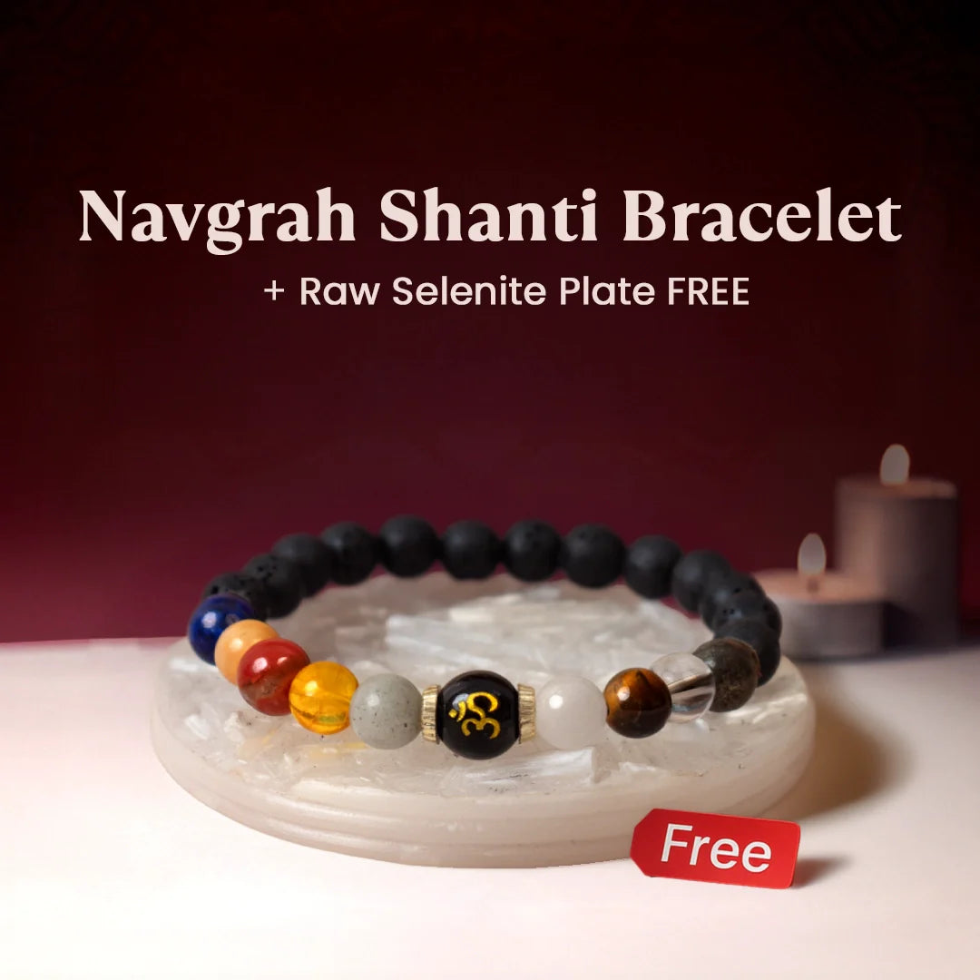 Navgrah Shanti Bracelet with FREE Raw Selenite Plate