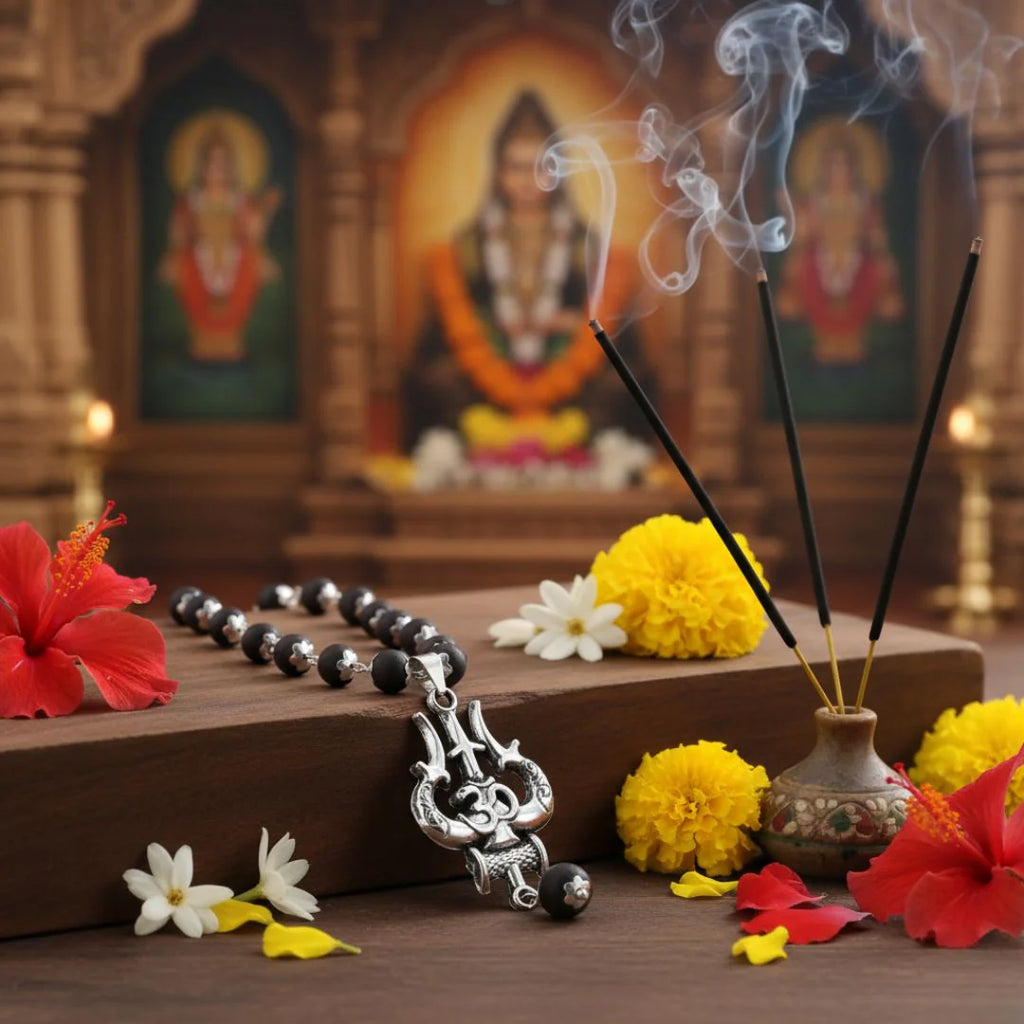 Original Karungali OM Shiva Trishool Mala for Men & Women | Certified Ebony Wood Spiritual Necklace for Meditation, Protection, Energy Healing & Shiva Bhakti"