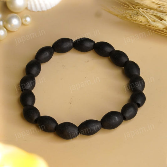 Ancient Karungali Oval Beads Band - Natural Ebony Wood