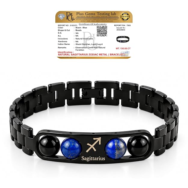 Sagittarius Zodiac Bracelet for Men & Women | Black Metal