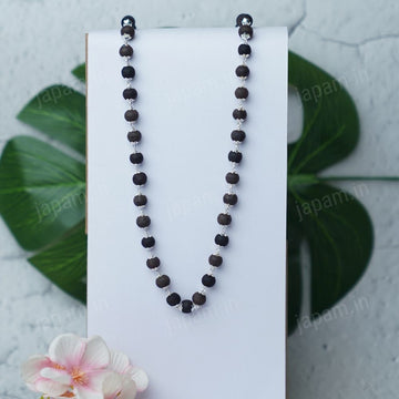Silver Plated Eternal Karungali Mala - Natural Ebony Wood (Govt. Certified)