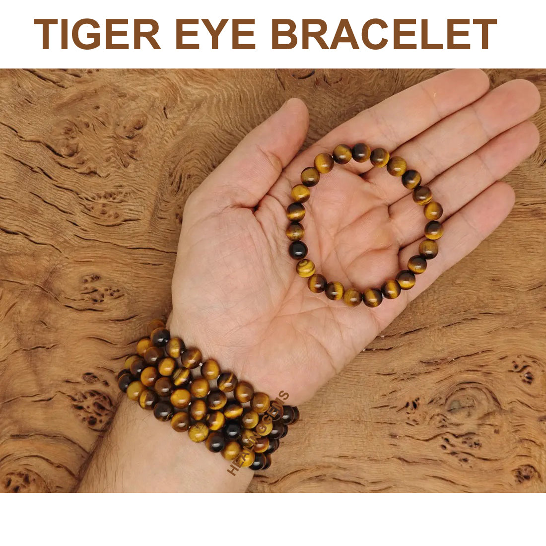 Natural Tiger Eye Crystal Bracelet for Men & Women | Protection, Confidence & Success Energy Stone