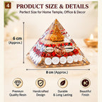 Gomti Chakra Laxmi Pyramid with Shree Yantra, Rudraksha & White Kaudi for Vastu Decor, Home Temple & Diwali Gifting