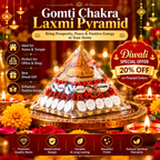 Gomti Chakra Laxmi Pyramid with Shree Yantra, Rudraksha & White Kaudi for Vastu Decor, Home Temple & Diwali Gifting