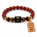 Aries (मेष राशि) Zodiac Red Jasper & Tiger Eye Bracelet || 𝟮𝟭 𝗠𝗮𝗿𝗰𝗵 – 𝟭𝟵 𝗔𝗽𝗿𝗶𝗹 ||