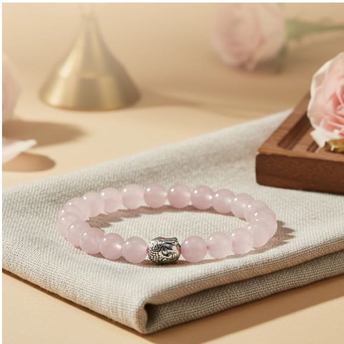 Rose Quartz Bracelet with FREE Raw Selenite Plate