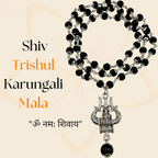 Silver Capped Karungali Malai with Om Trishul Pendant | HealingGems