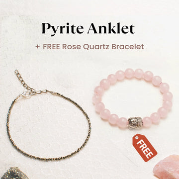 Pyrite Anklet with FREE Rose Quartz Bracelet