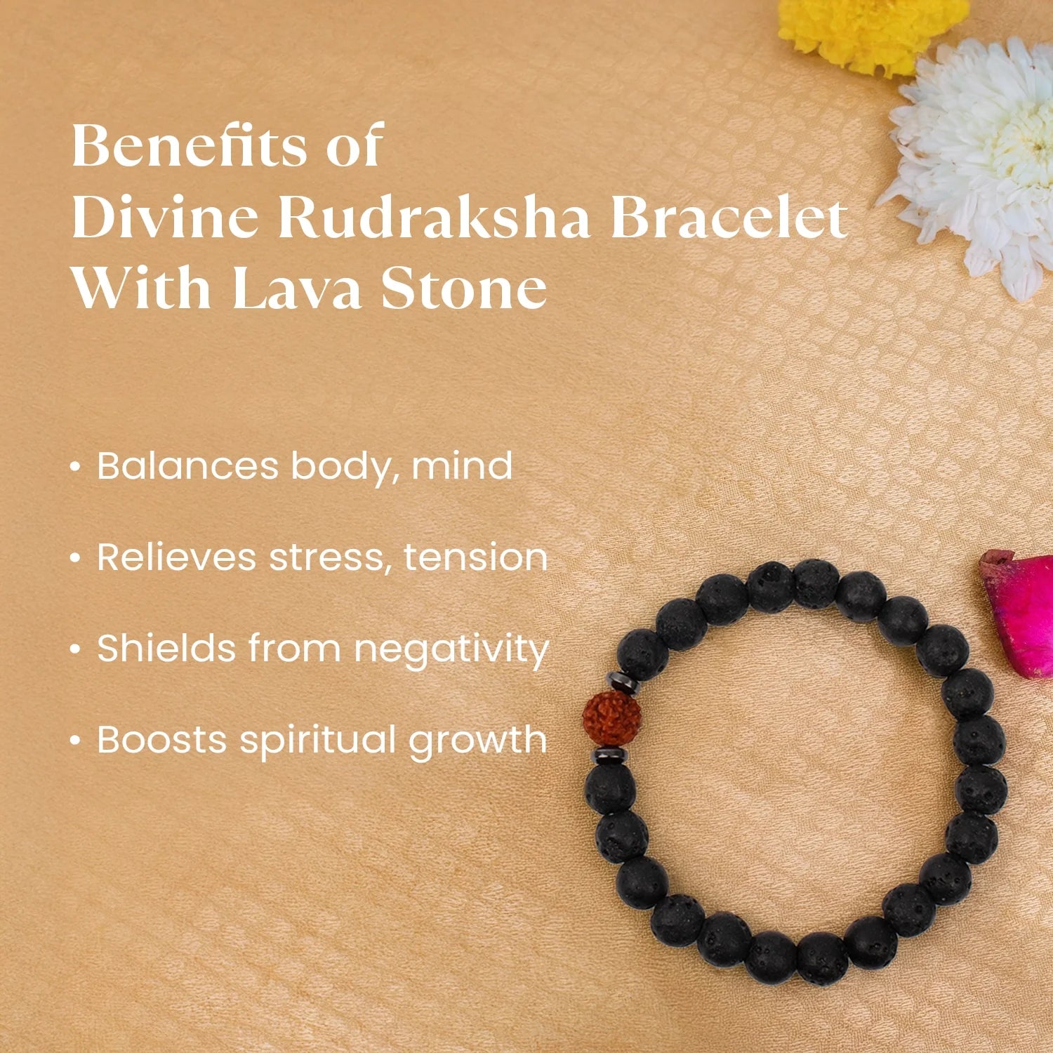 Divine Rudraksha Bracelet With Lava Stone