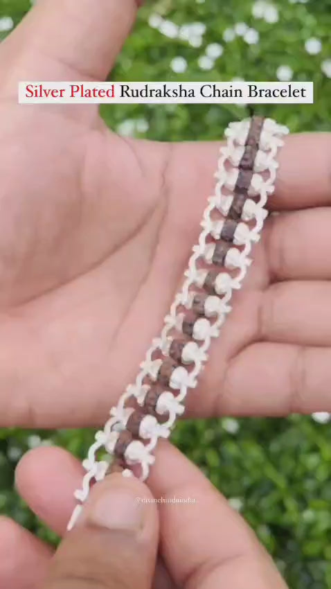 Silver Plated Karungali Modern Bracelet - Natural Ebony Wood