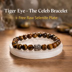 Tiger Eye Bracelet with FREE Raw Selenite Plate